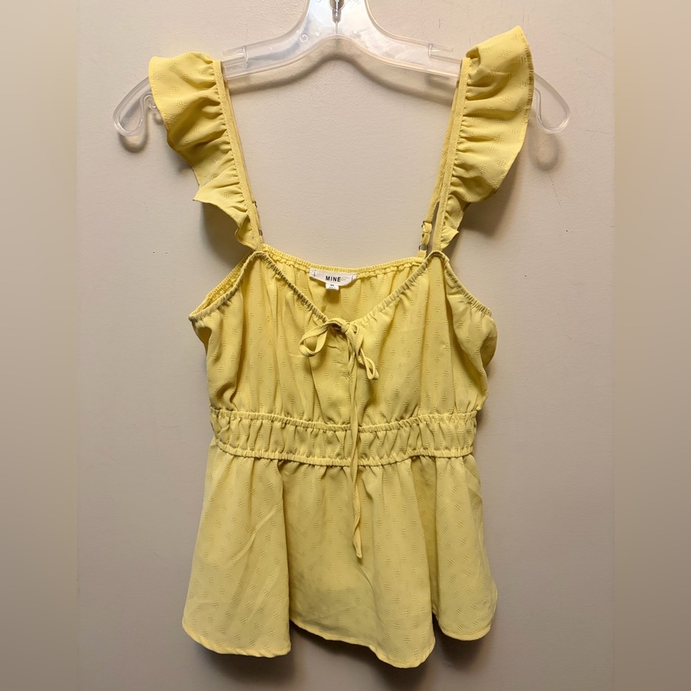 MINE Yellow Ruffle Strap Crop Top